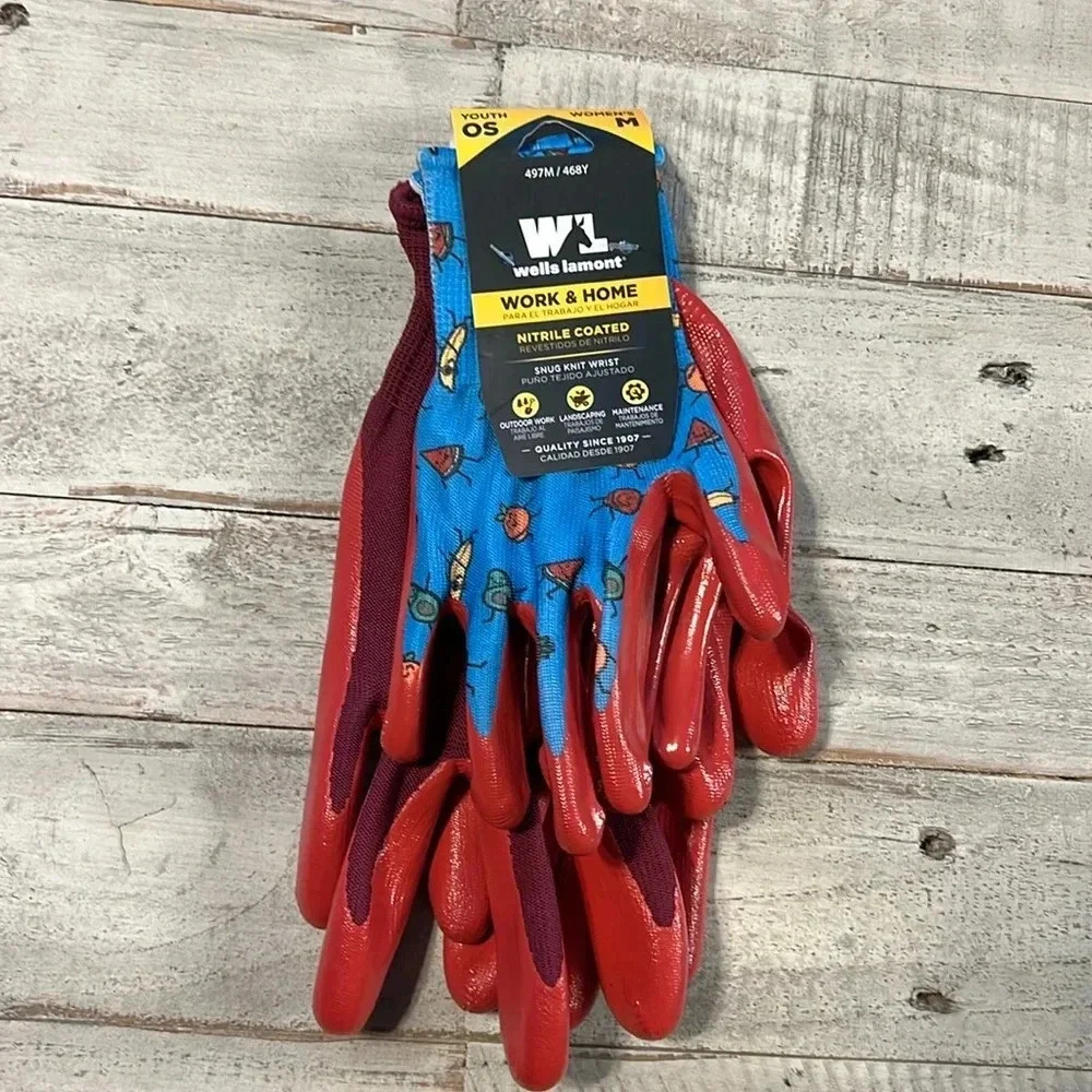 Wells Lamont Work & Home Nitrile coated gloves Adult M Youth OS work & home NWT‎